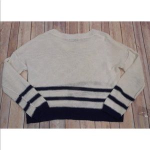 Aqua Sweaters - Aqua sz L striped white navy blue pocket sweater Aqua Sweaters - Aqua sz L striped white navy blue pocket sweater